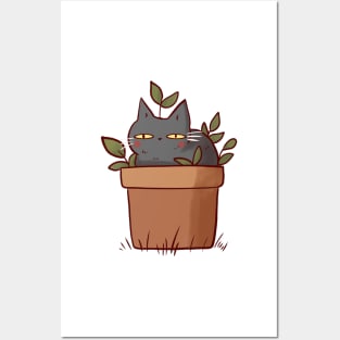 Cat plant illustration Posters and Art